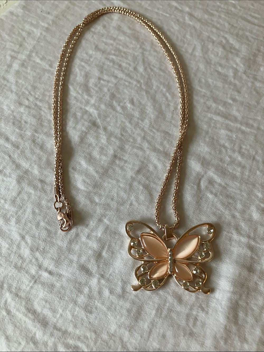 Rose Gold Butterfly Pendant Necklace